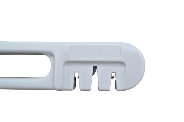 Afilador Manual de Cuchillos y Tijeras Útil Práctico de Acero y Plástico Blanco Metaltex