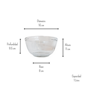 Tazon Bowl Chico de 1 Litro de Vidrio Resistente Multifuncional 4800 1795423 PYR-O-REY