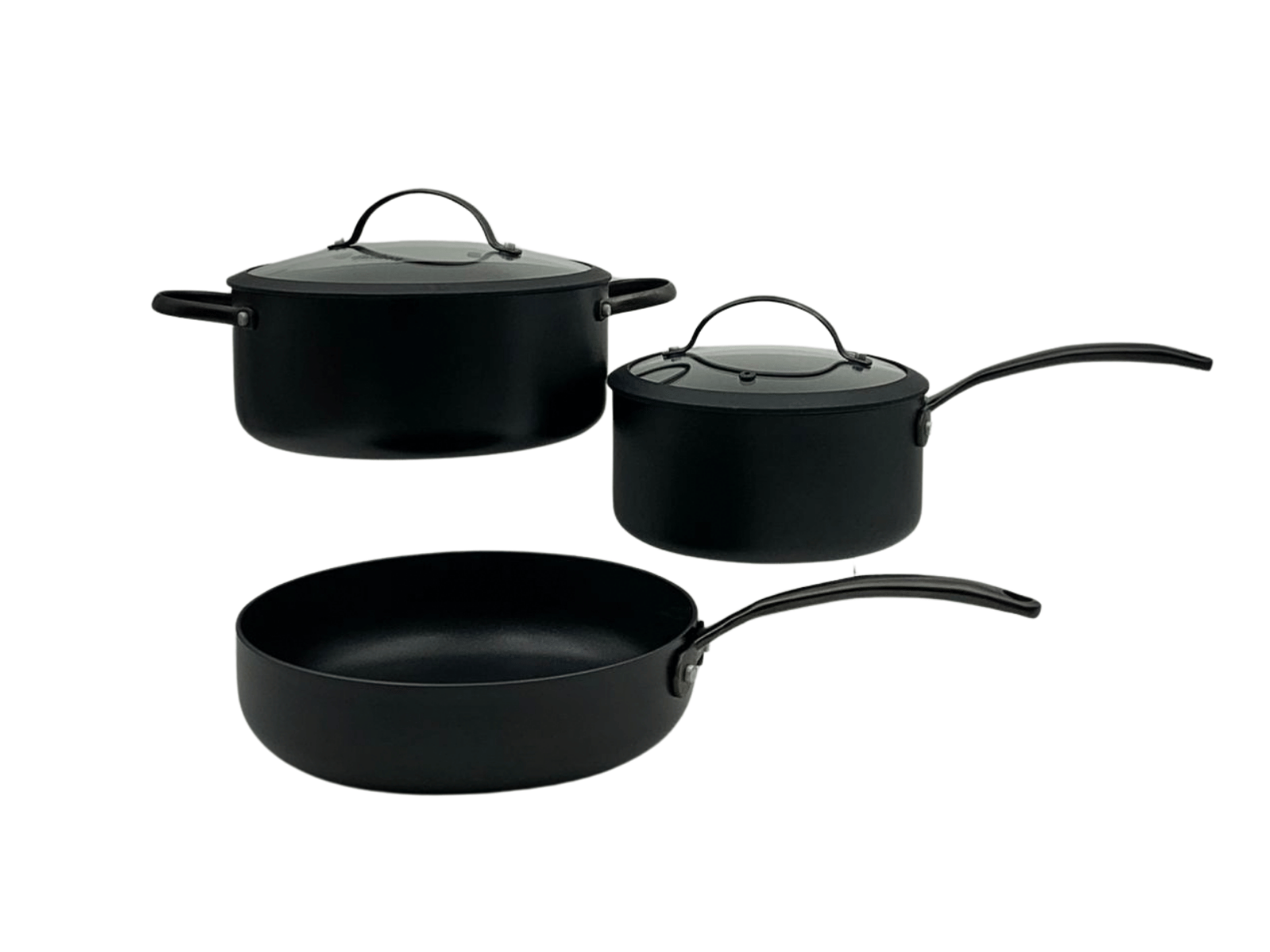 Batería de Cocina de Aluminio de 5 piezas Inducción Tapas de Silicona Negro TBK01 Hudson