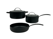 Batería de Cocina de Aluminio de 5 piezas Inducción Tapas de Silicona Negro TBK01 Hudson