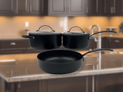 Batería de Cocina de Aluminio de 5 piezas Inducción Tapas de Silicona Negro TBK01 Hudson