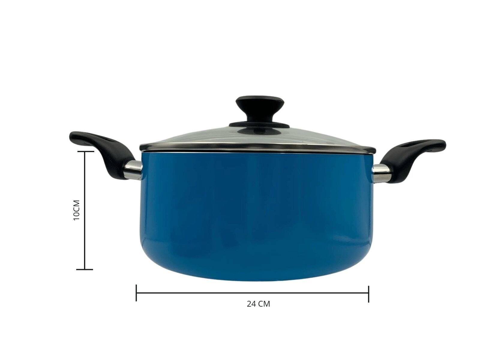 Batería de Cocina de 6 piezas 18 cm,  24 cm, 18 cm y 24 cm de Aluminio con Antiadherente Color Azul Tab and Kit TKAL035