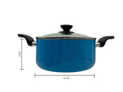 Batería de Cocina de 6 piezas 18 cm,  24 cm, 18 cm y 24 cm de Aluminio con Antiadherente Color Azul Tab and Kit TKAL035