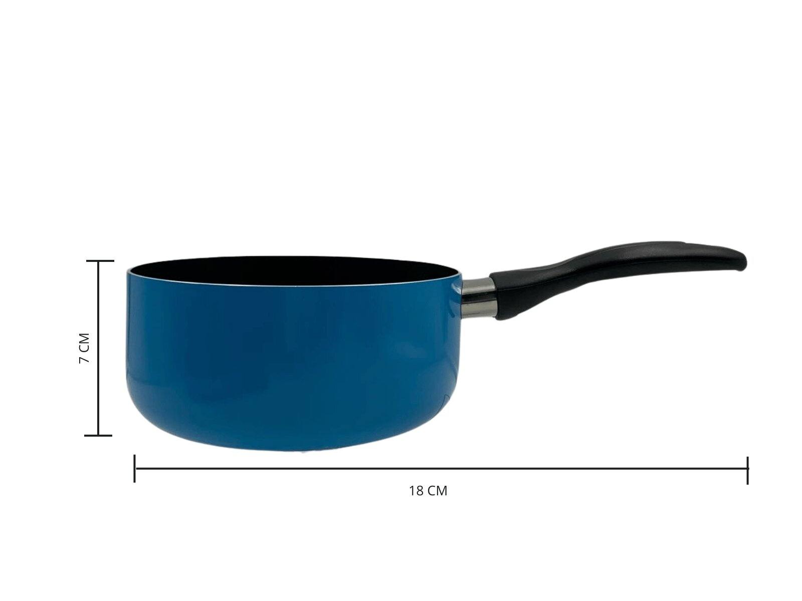 Batería de Cocina de 6 piezas 18 cm,  24 cm, 18 cm y 24 cm de Aluminio con Antiadherente Color Azul Tab and Kit TKAL035