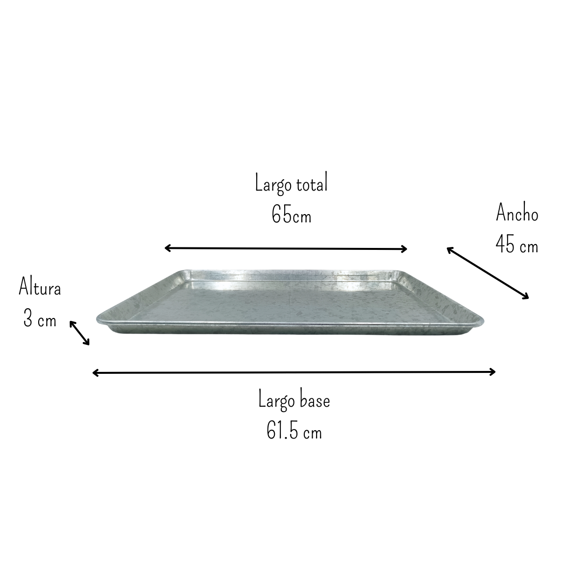 Charola para Hornear para Panadería 65 cm x 45 cm Acero Zincalum Anforama