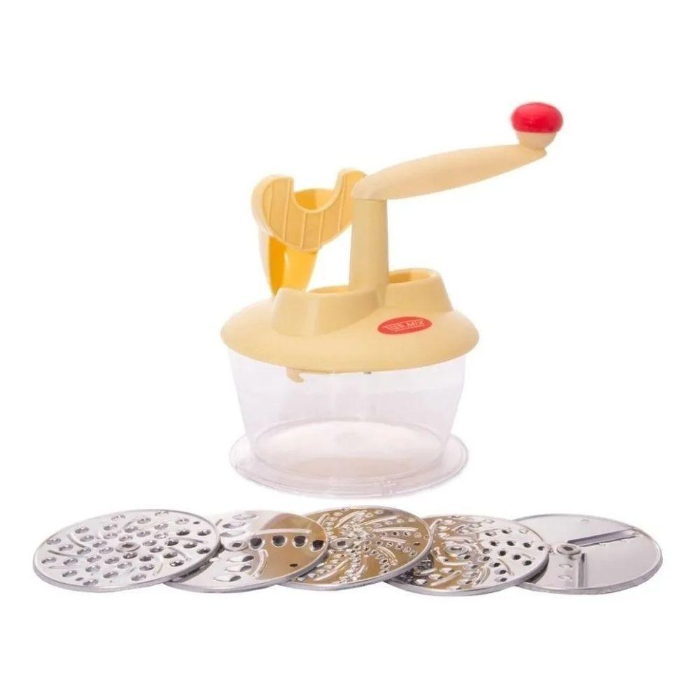 Cortador Rebanador de Frutas y Verduras con 5 discos de Acero y Recipiente Turmix