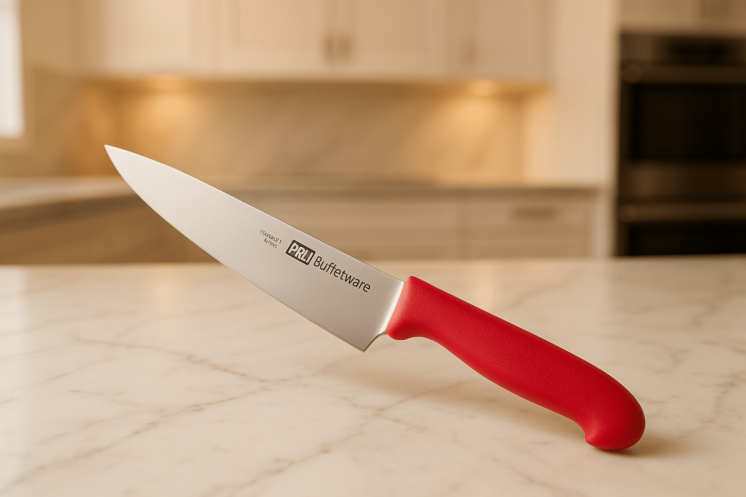 Cuchillo Chef de 25 cm 10'' de Acero Inoxidable y Mango Rojo BO410R Buffetware