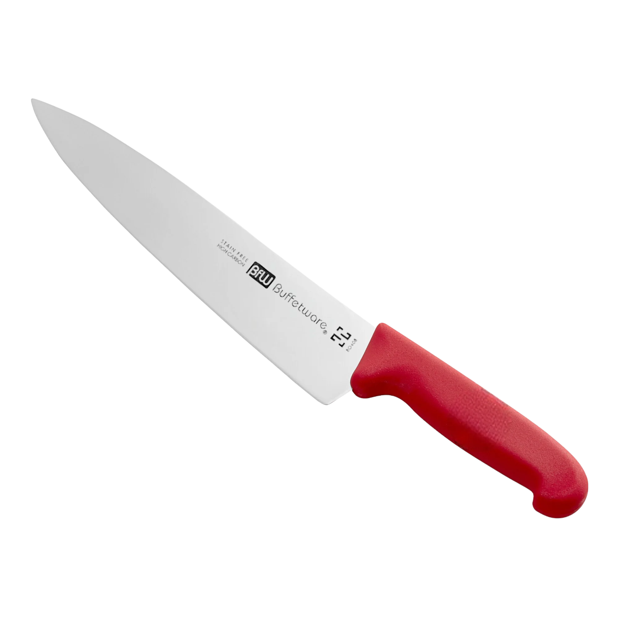 Cuchillo Chef de 25 cm 10'' de Acero Inoxidable y Mango Rojo BO410R Buffetware