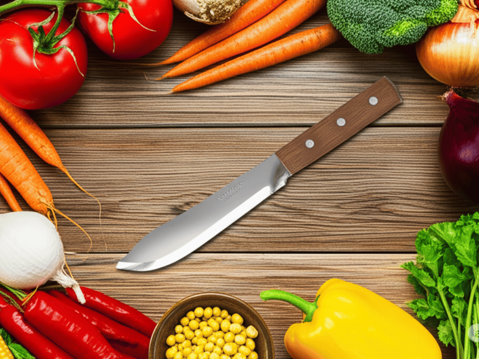 Cuchillo Carnicero de 20 cm 8 pulgadas de Acero Inoxidable Mango de Madera Dynamic Tramontina 22901008