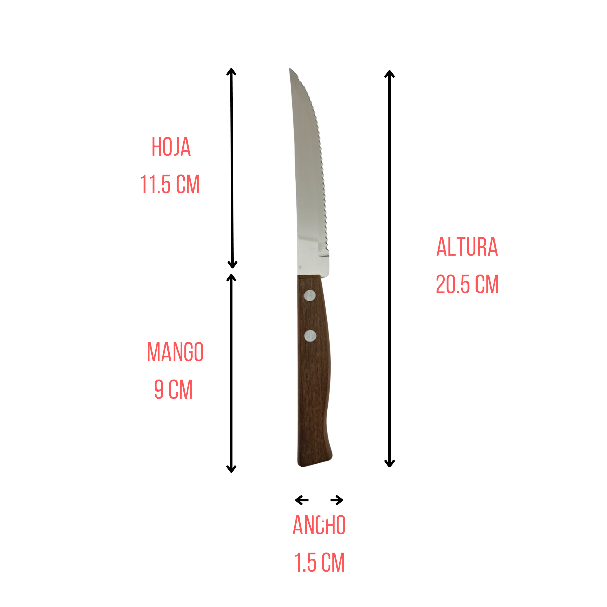 Cuchillo para Carne de Acero Inoxidable 20.5 cm Mango de Madera Tramontina