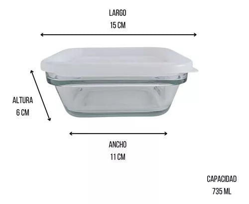 Recipiente Chico Cuadrado 735 ml de Vidrio con Tapa de Plástico Save N Store A929-1718975 Libbey