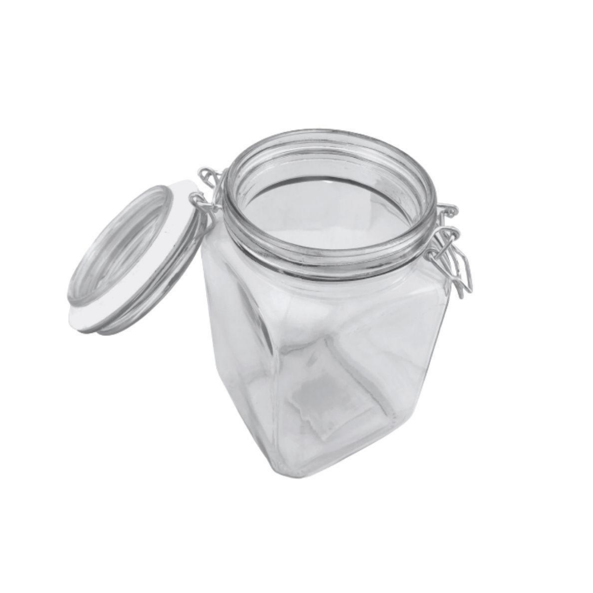 Frasco Brocal Cuadrado de Vidrio de 1.25 Litros con Tapa Hermética de Broche Jemaflex