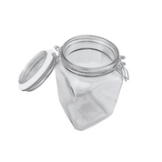 Frasco Brocal Cuadrado de Vidrio de 1.25 Litros con Tapa Hermética de Broche Jemaflex
