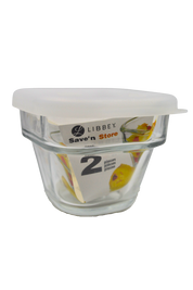 Flanera de Vidrio Chica con Tapa de Plástico Blanca 167 ml Save N Store 8690-1800022 Crisa Libbey