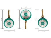 Juego 3 Sartenes 18 cm, 20 cm y 24 cm de Aluminio con Antiadherente Color Verde Turquesa Tab and Kit TKAL031