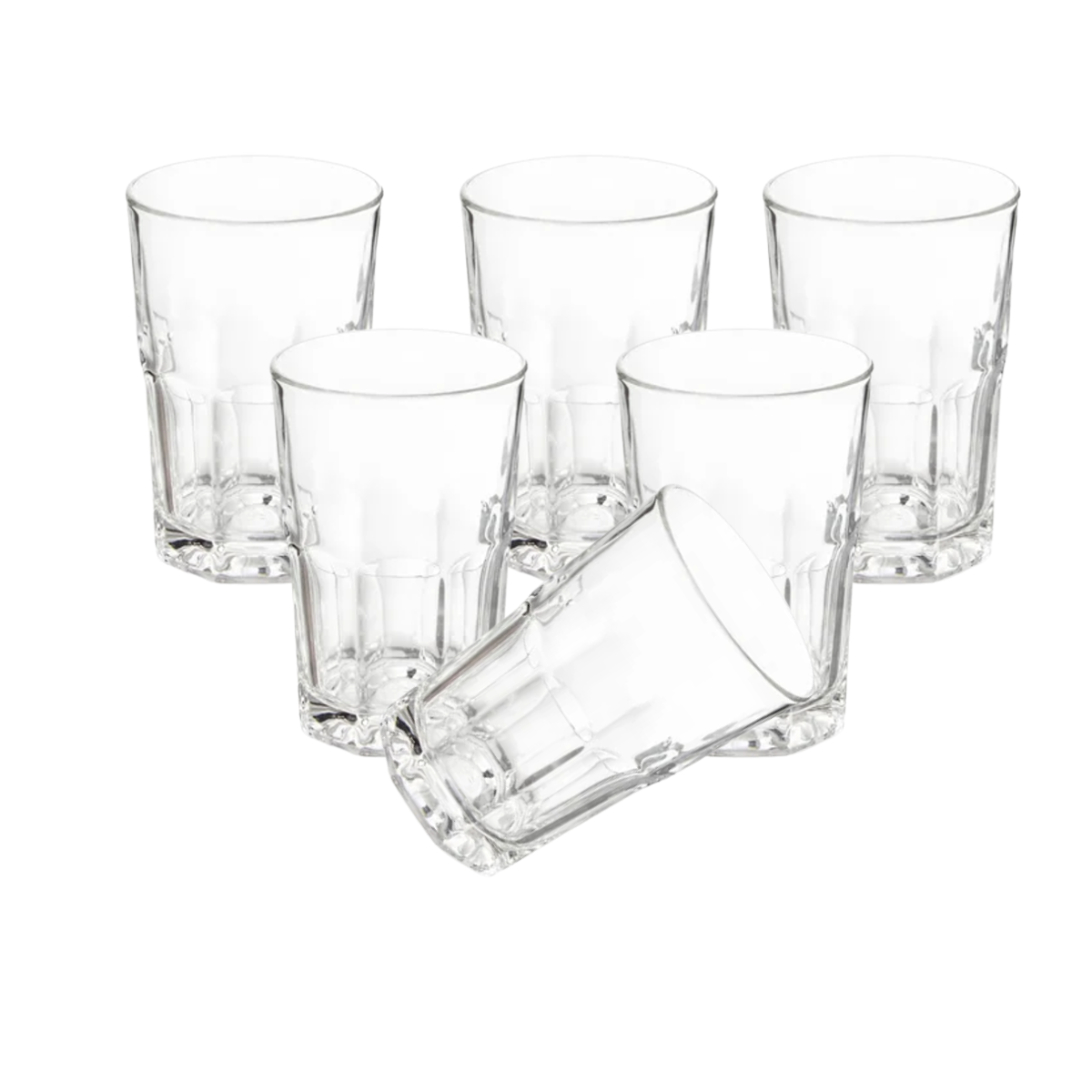  Le'raze Juego de 18 vasos de vidrio transparente, 6 vasos altos  de 17 onzas, 6 vasos de 13 onzas, 6 vasos DOF de 7 onzas, juego de  cristalería con diseño de
