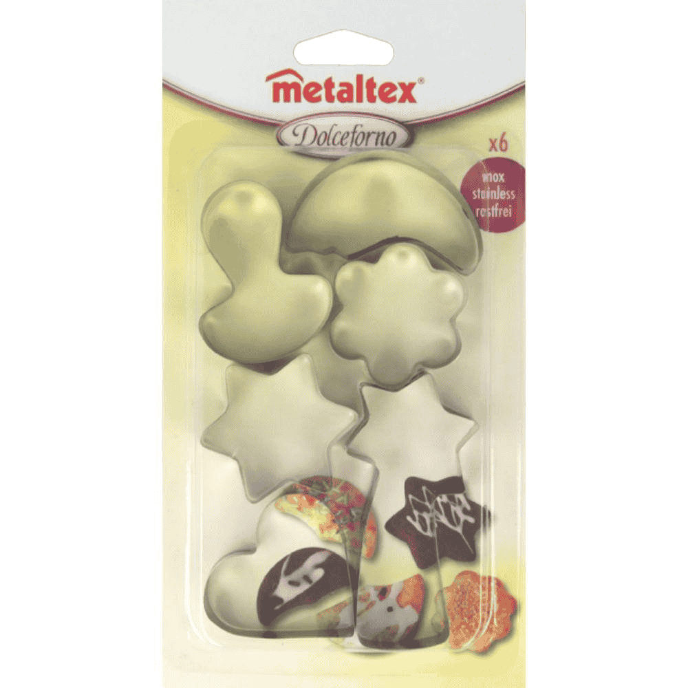 Juego de 6 Moldes Cortadores para Galletas de Acero Inoxidable Metaltex
