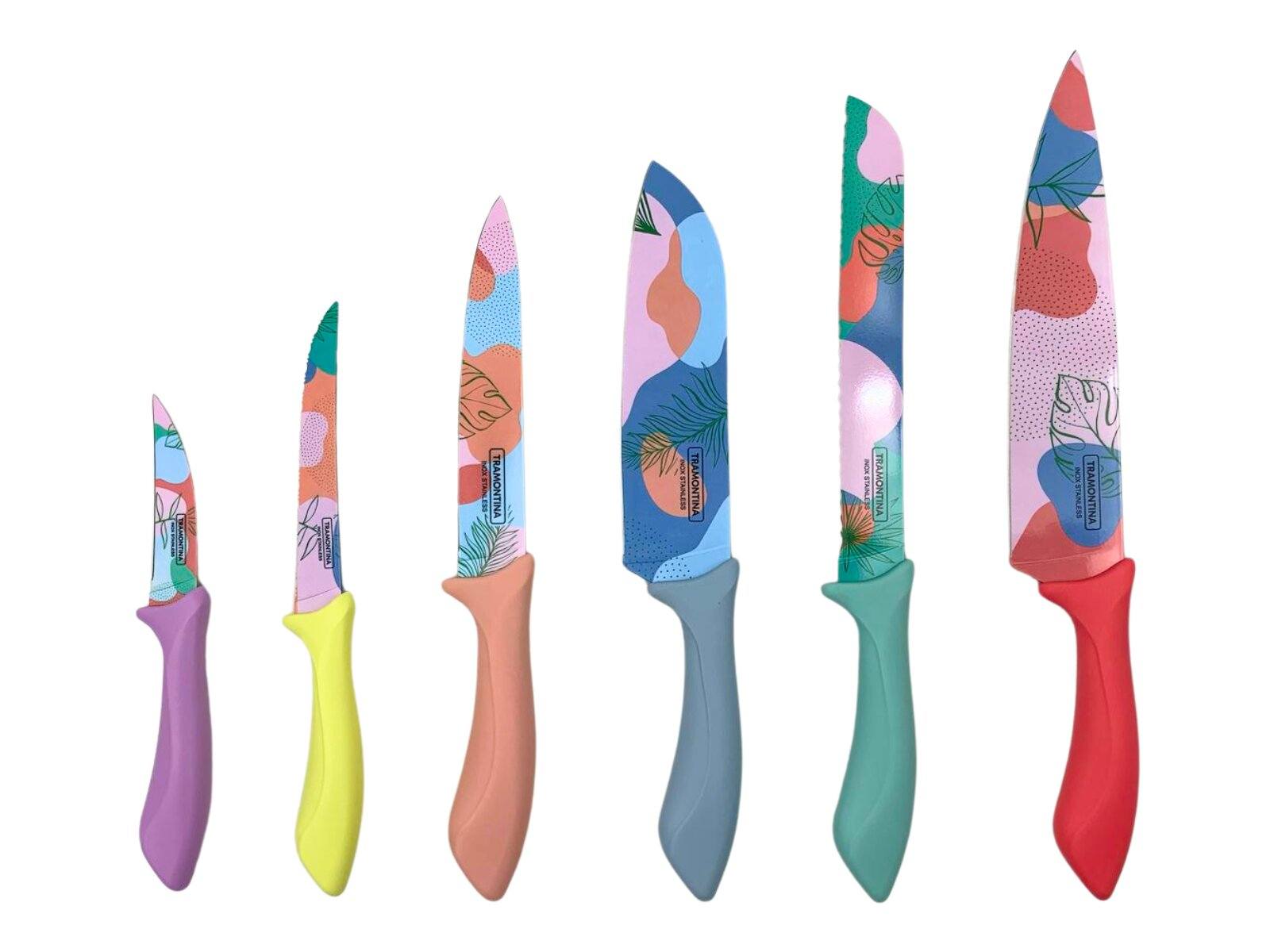 Juego de Cuchillos de 6 Piezas con Láminas de Acero Inoxidable de Flores Colorcut Tramontina
