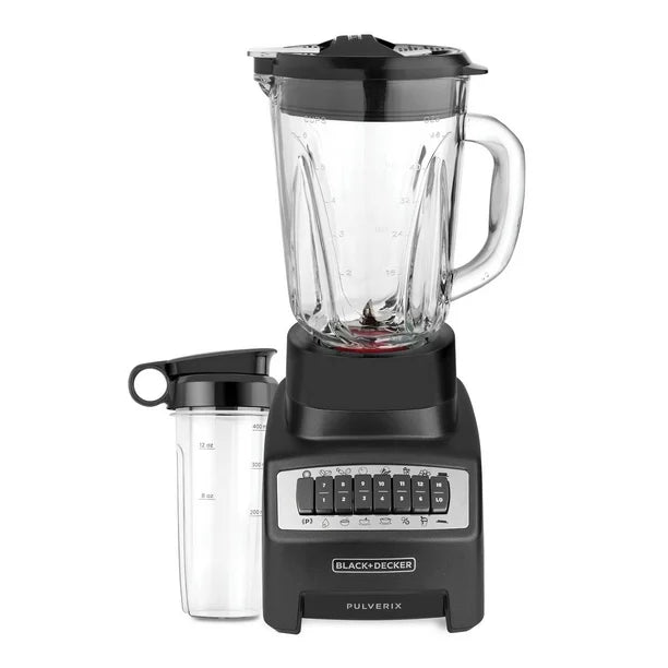 Licuadora de 12 Velocidades con Vaso de Vidrio 1.5 L y Vaso Personal Incluido Gratis Pulverix BL1140MS-MX