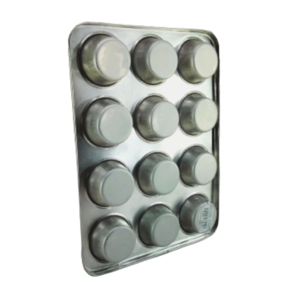 Molde para Cupcakes y Mantecadas de Estaño con 12 cavidades Gris La Ideal