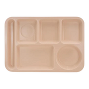 Plato Charola con 6 Compartimientos de 35 cm 13.7'' de Melamina tipo Plástico Beige Tavola