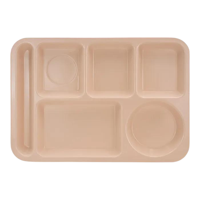 Plato Charola con 6 Compartimientos de 35 cm 13.7'' de Melamina tipo Plástico Beige Tavola