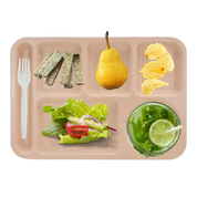 Plato Charola con 6 Compartimientos de 35 cm 13.7'' de Melamina tipo Plástico Beige Tavola