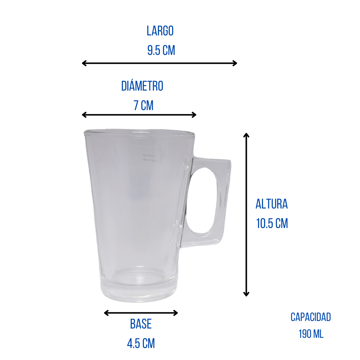 Taza Alta para Café Capuchino de 190 ml de Vidrio Resistente Anforama ZB63