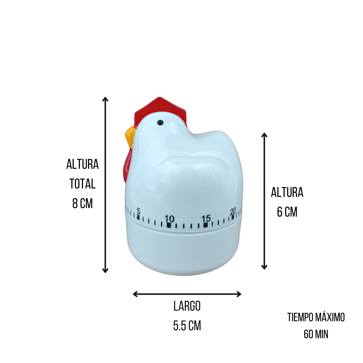 Reloj Timer Cronómetro Resorte Manual para Cocina Gallinita hasta 60 minutos Coccode 259228 Metaltex