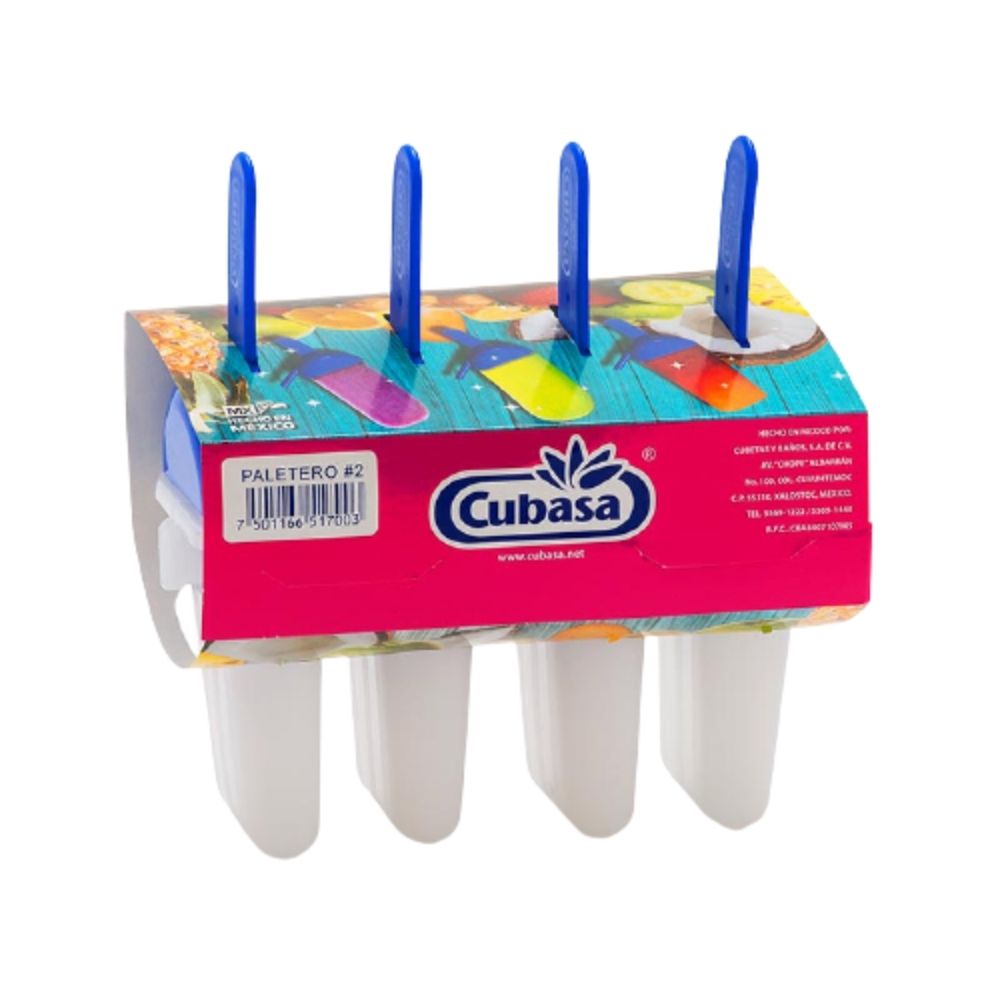 Molde Paletero de 4 Cavidades de Plástico para Paletas de Hielo Cubasa 2 1700