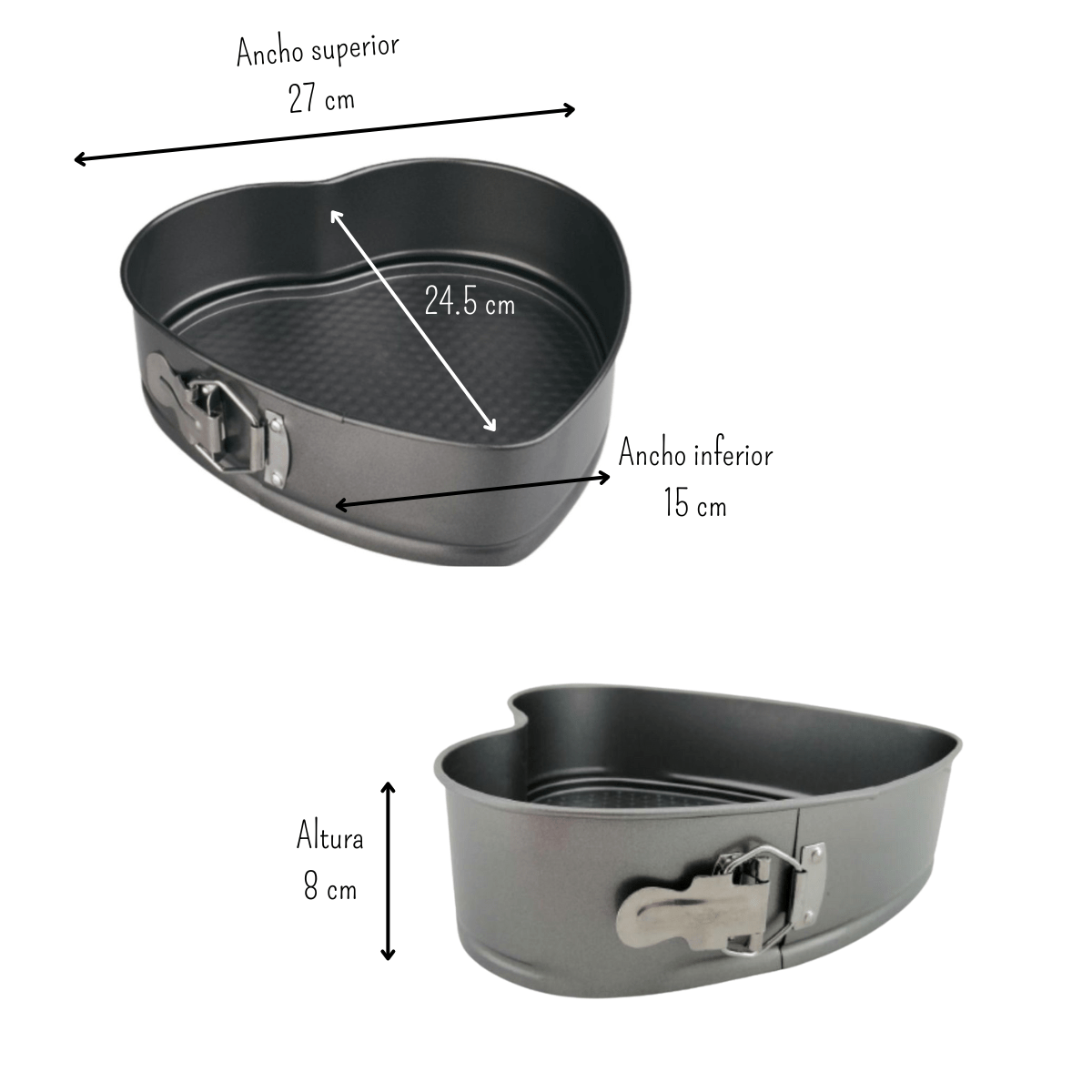 Molde Desmontable con Antiadherente de Corazón de 24 cm Gris TKR014 Tab and Kit