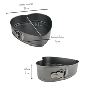 Molde Desmontable con Antiadherente de Corazón de 24 cm Gris TKR014 Tab and Kit