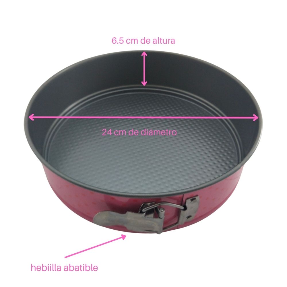 Molde Redondo Desmontable con Antiadherente para Pastel Rosa 24 cm TKR38 Tab and Kit