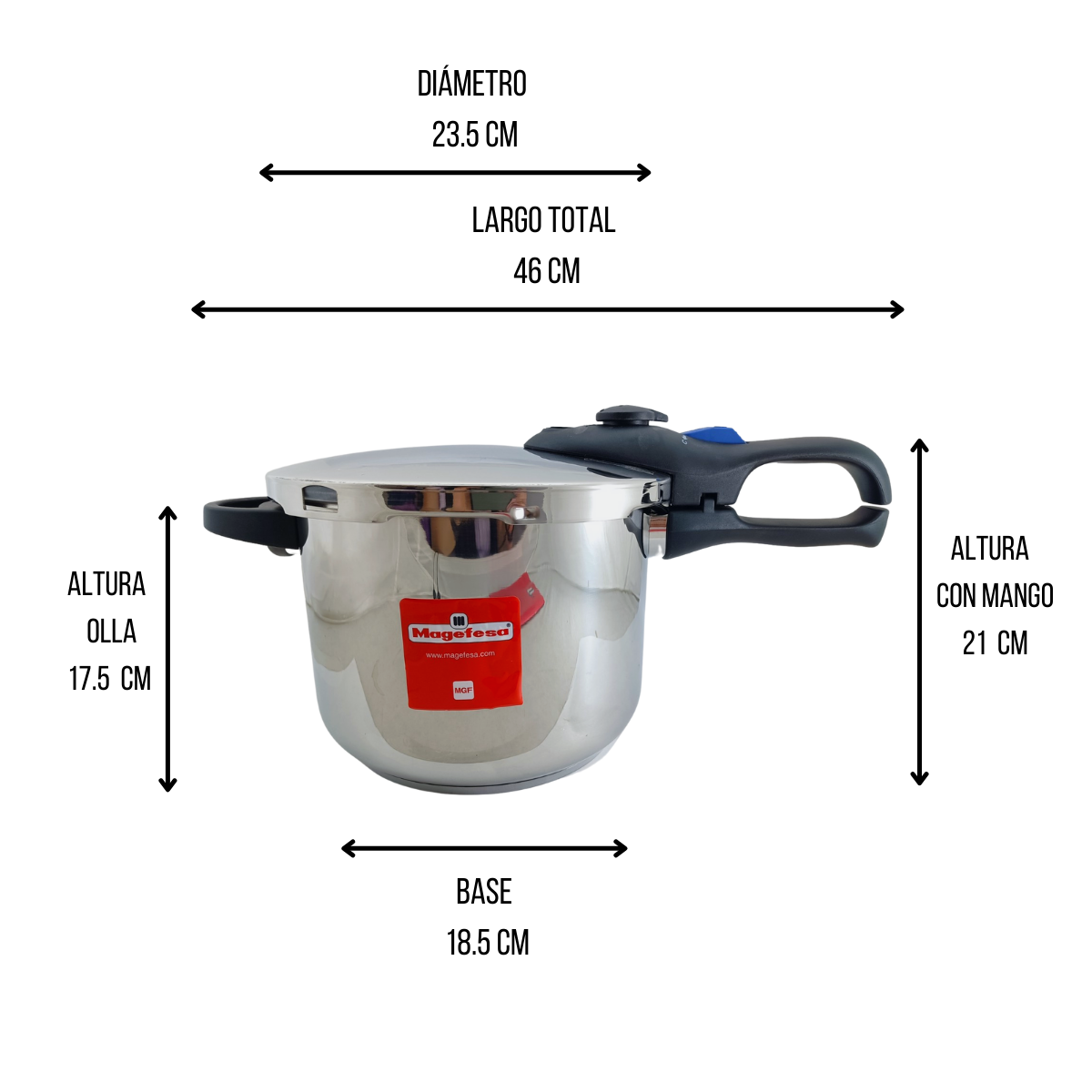 Olla de Presión Express de Acero Inoxidable de 6 Litros Favorit Apta para Inducción 01OPFAVOR06 Magefesa