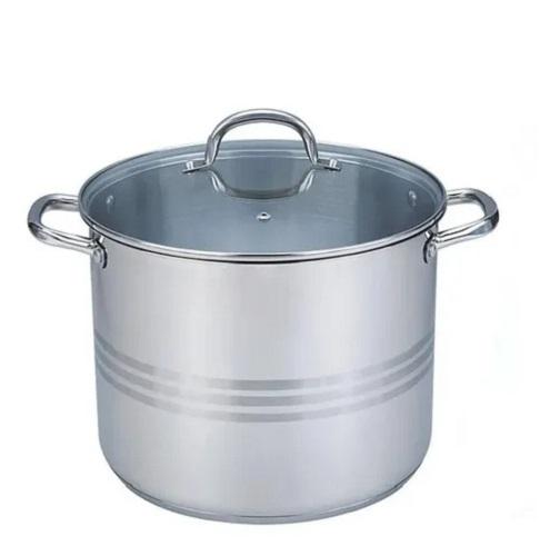 Olla Alta Grande de Acero Inoxidable con Tapa de 18.5 Litros de 34 cm TKS008 Tab and Kit