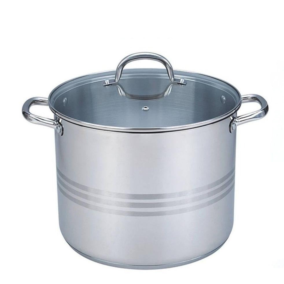Olla Alta Mediana de Acero Inoxidable con Tapa de 15 Litros 30 cm TKS006 Tab and Kit