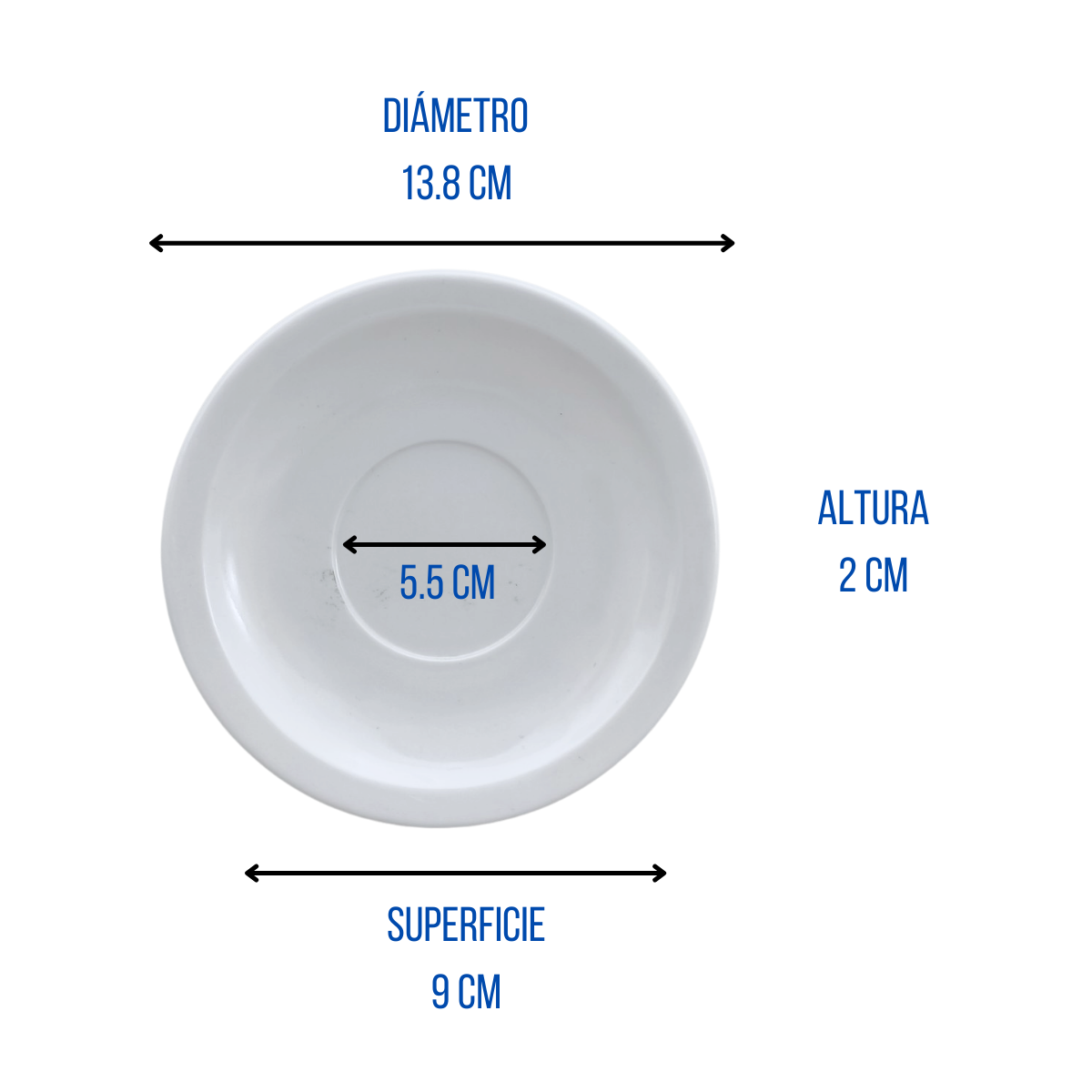 Plato para Taza Redondo 13.8 cm 5.5'' cm Melamina tipo Plástico Blanco Tavola