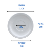 Plato para Taza Redondo 13.8 cm 5.5'' cm Melamina tipo Plástico Blanco Tavola