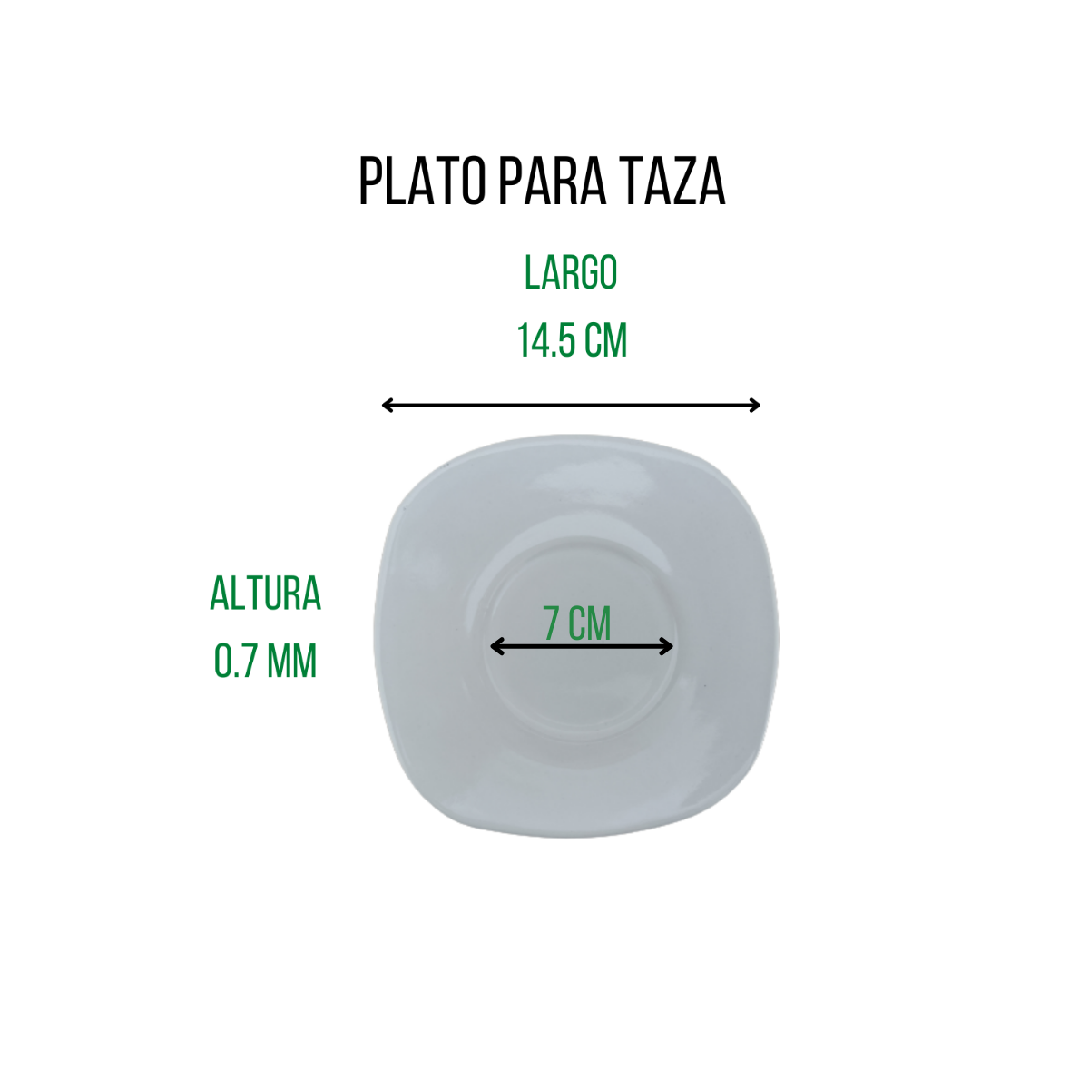 Plato Cuadrado para Taza 14.5 cm de Loza Resistente tipo Cerámica Blanco Antartic Santa Anita