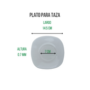 Plato Cuadrado para Taza 14.5 cm de Loza Resistente tipo Cerámica Blanco Antartic Santa Anita