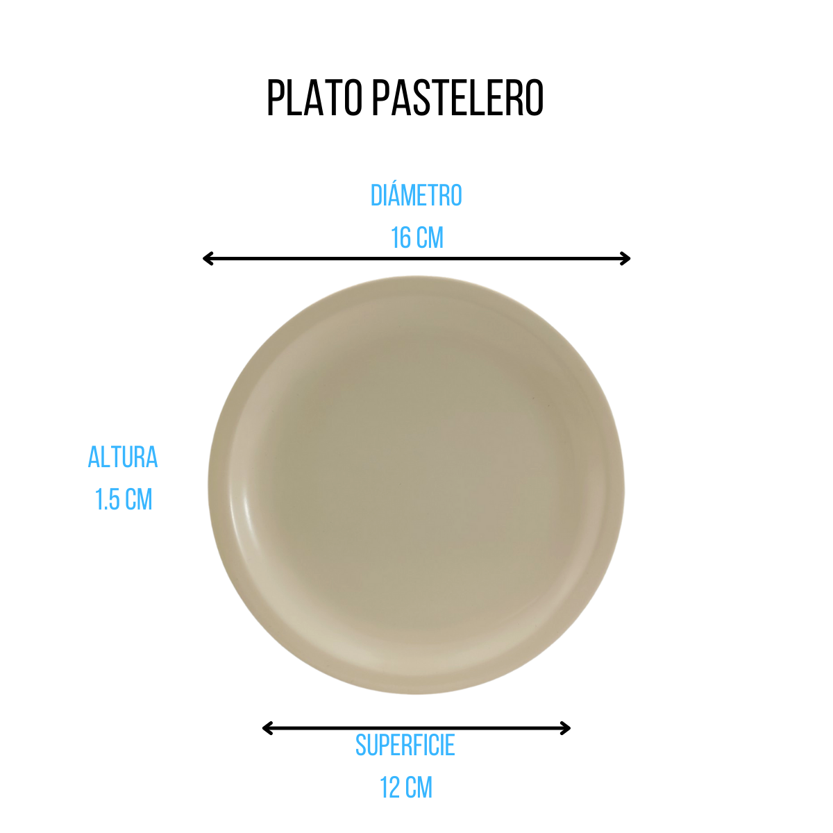 Plato Redondo Pastelero 16 cm 6.2'' de Melamina tipo Plástico Beige 80717 Tavola
