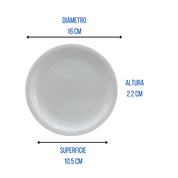 Plato Panero Redondo para Postre 16 cm 6.2'' Melamina tipo Plástico Blanco Tavola