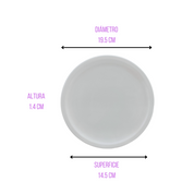 Plato Redondo Pastelero Arrocero de 19.5 cm 7.6'' Melamina tipo Plástico Blanco 84422 Tavola