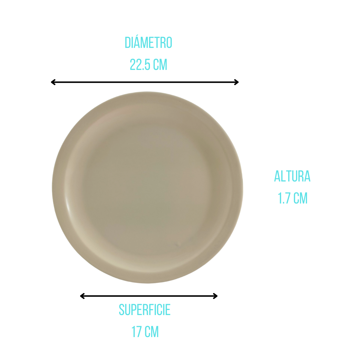 Plato Ensaladero Redondo Resistente 22.5 cm 8.8'' de Melamina tipo Plástico Beige 80715 Tavola