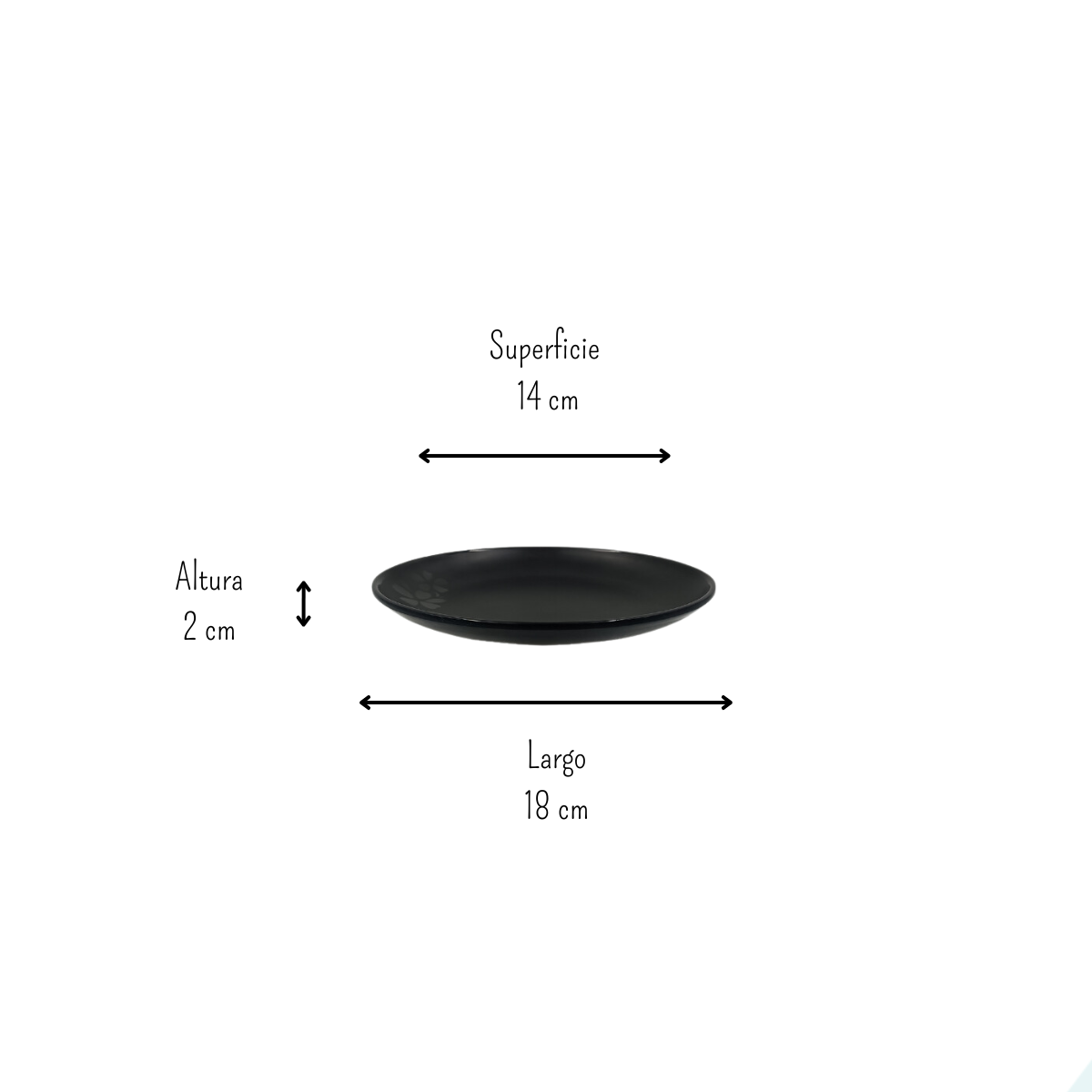 Plato Arrocero Pastelero 18 cm  Melamina Resistente tipo Plástico Negro Anforama