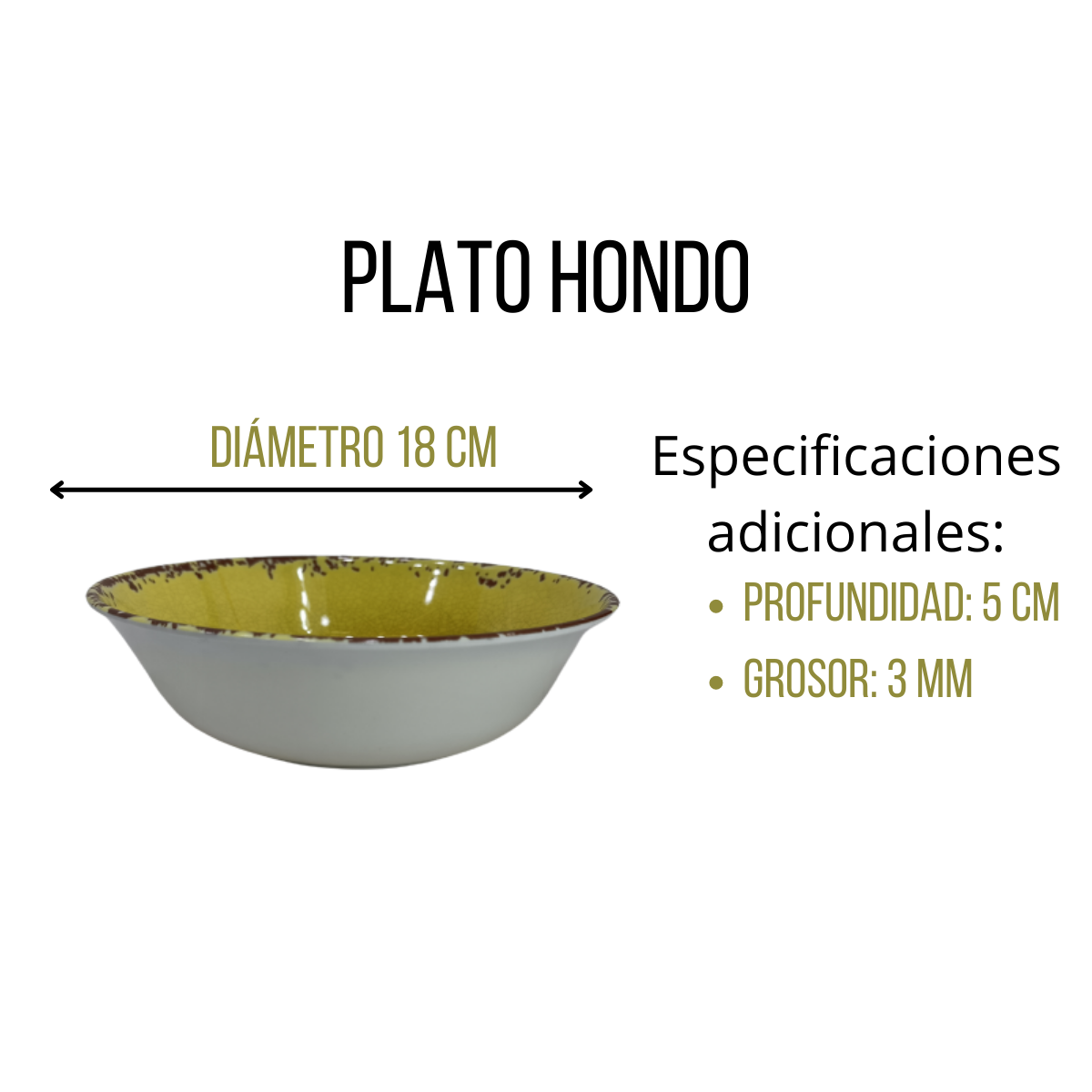 Tazon Redondo Mediano de 650 ml de Melamina tipo Plástico Enayel Vintage TKM067 Tab and Kit