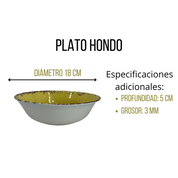 Tazon Redondo Mediano de 650 ml de Melamina tipo Plástico Enayel Vintage TKM067 Tab and Kit