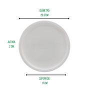 Plato Ensaladero Redondo de 22.5 cm 8.8'' de Melamina tipo Plástico Blanco 84421 Tavola