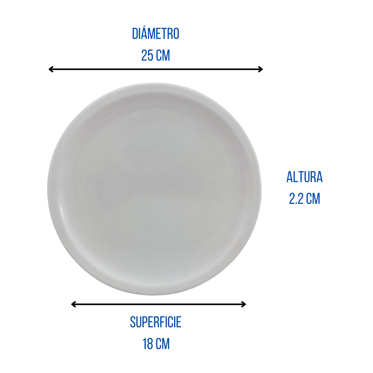 Plato Triche Grande Redondo 25 cm 9.8'' Melamina tipo de Plástico Blanco 84421 Tavola