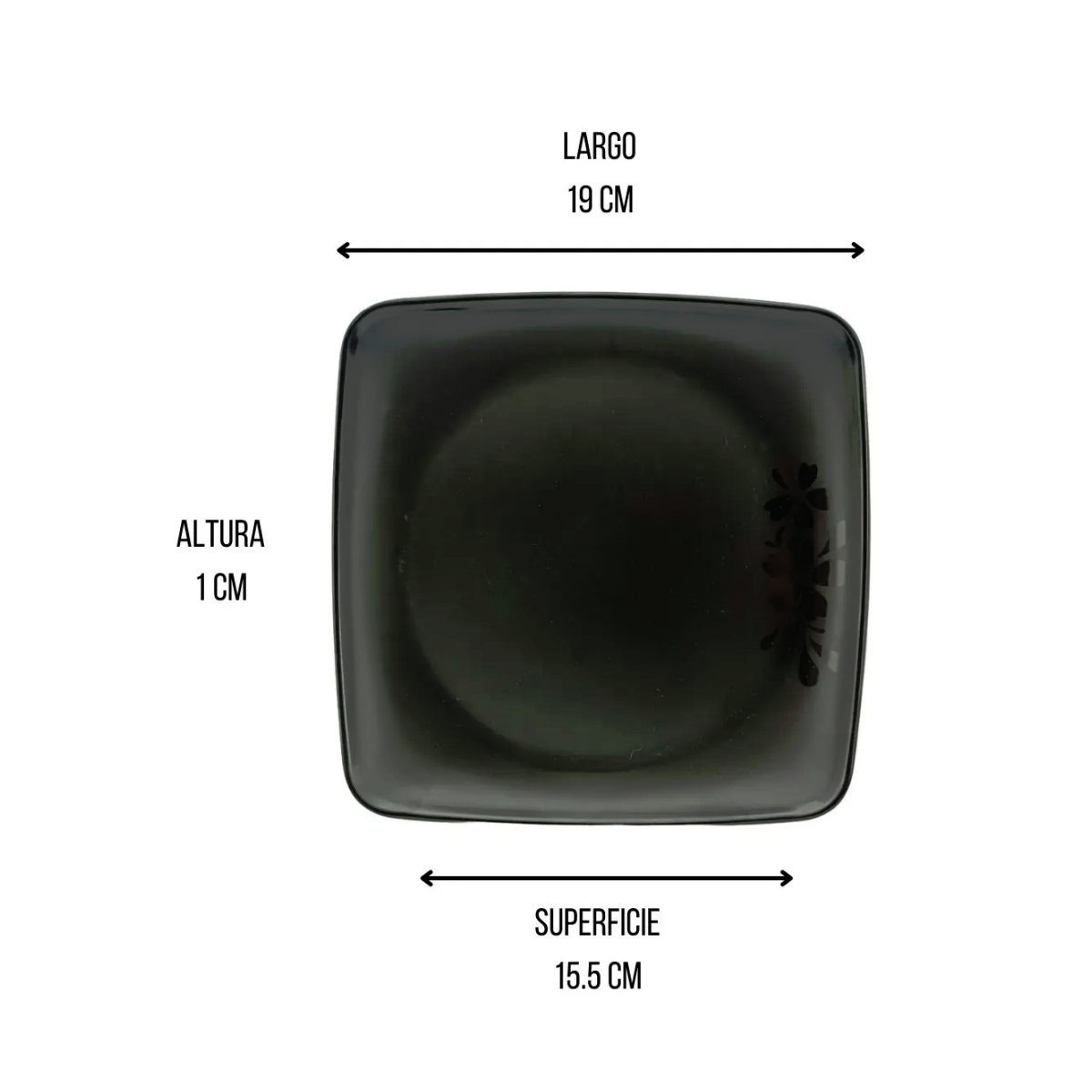 Plato Cuadrado Arrocero 19 cm de Melamina Resistente tipo Plástico Negro Anforama